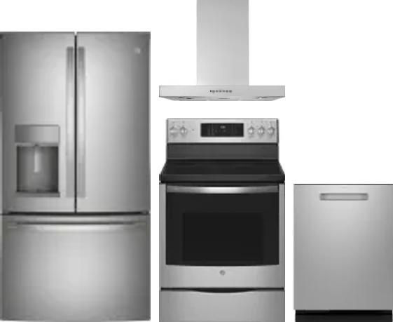 4 Piece Package Includes Refrigerator, Range, Hood And Dishwasher